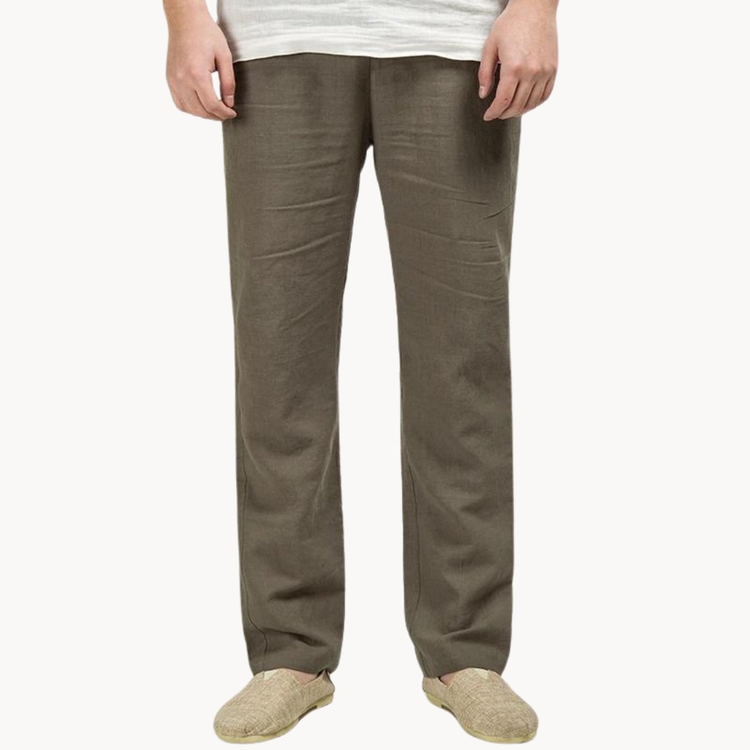 Santino | Linen Straight-Leg Trousers with Elastic Waist