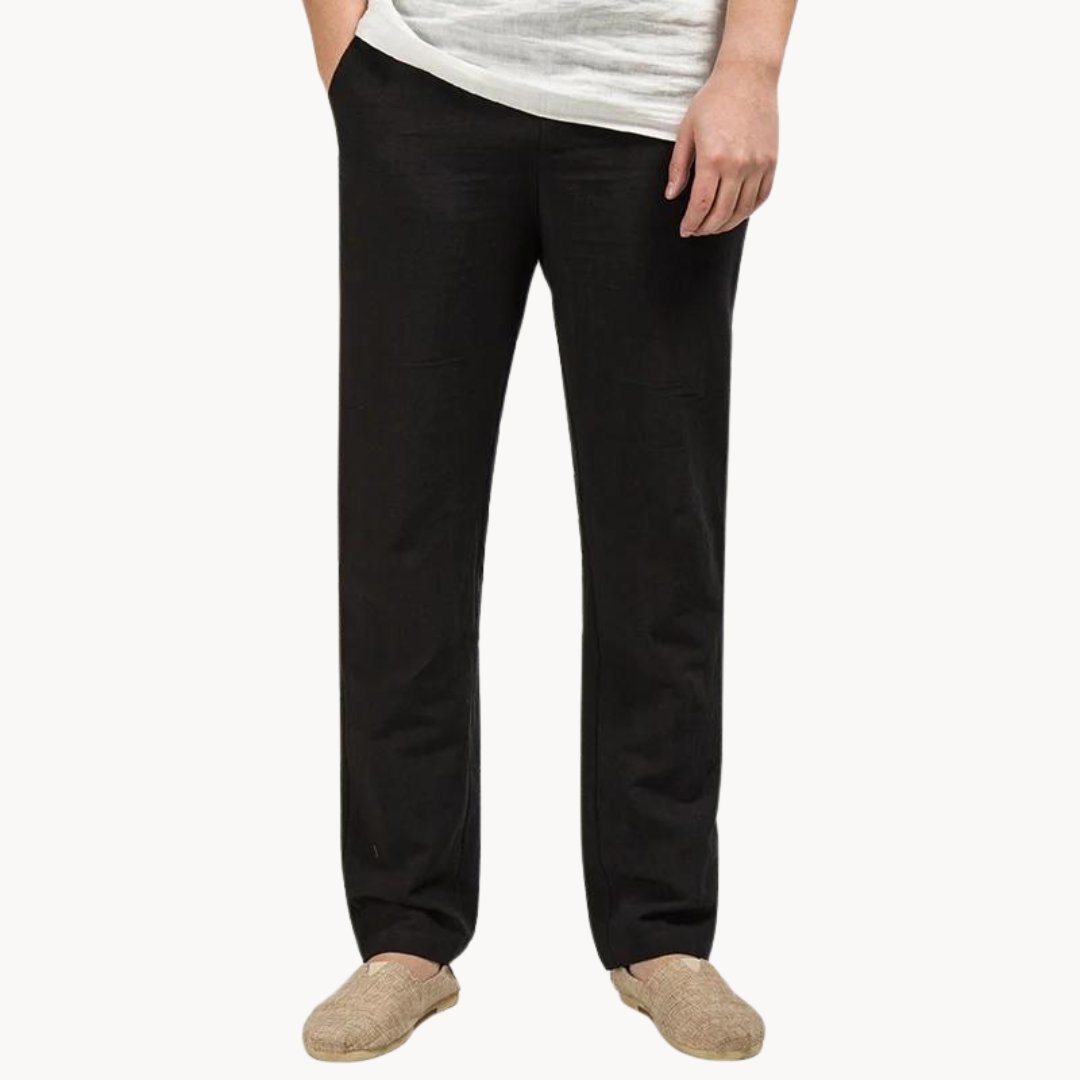 Santino | Linen Straight-Leg Trousers with Elastic Waist