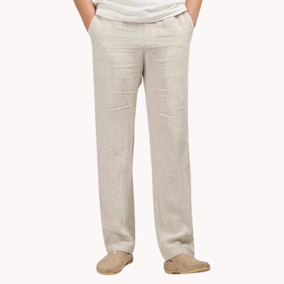 Santino | Linen Straight-Leg Trousers with Elastic Waist