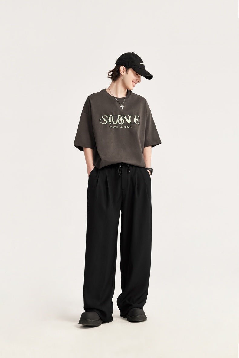 Caspian | Pleated Wide-Leg Drawstring Trousers