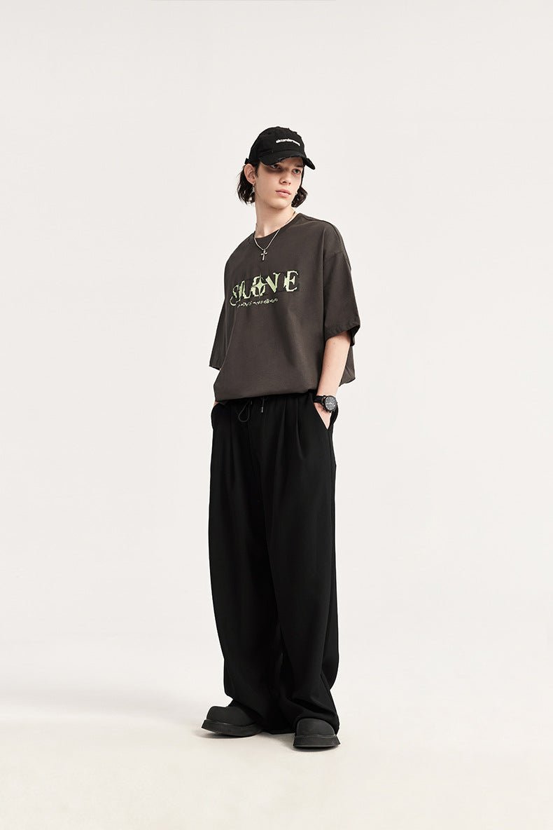 Caspian | Pleated Wide-Leg Drawstring Trousers