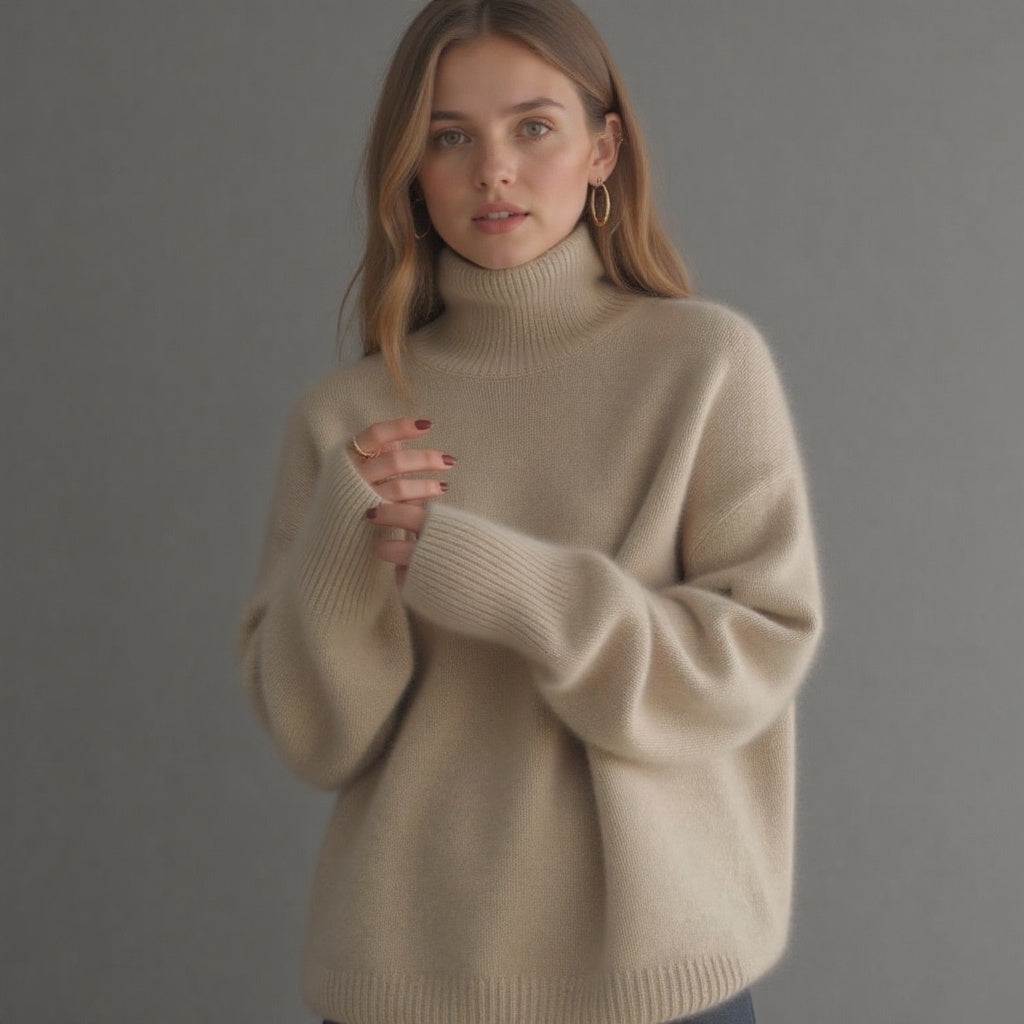 Rachel | Women’s Winter Oversized Turtleneck Knit Sweater
