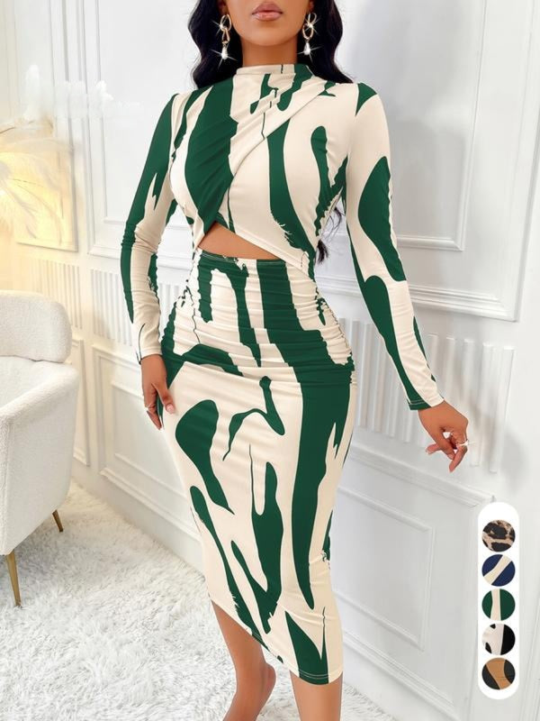 ARA™ - Colorblock Print Cut-Out Bodycon Dress for Spring &amp; Fall