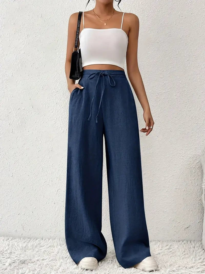Arlena | High-Waisted Drawstring Wide-Leg Trousers
